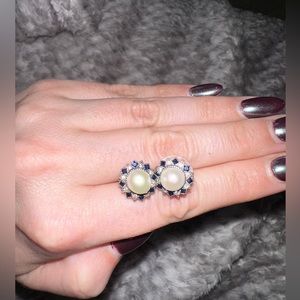 Pearl and Sapphire Earrings